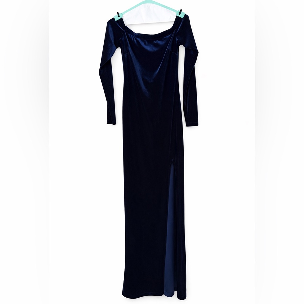 Elegant Navy Blue Long Sleeve Dress